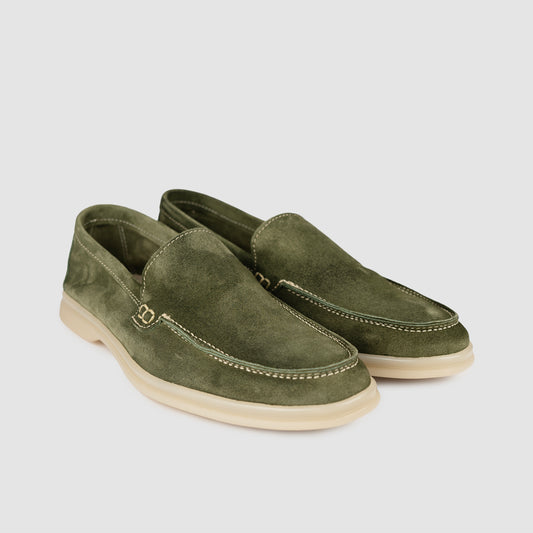 Mocassini Slipper Uomo Camoscio Verde