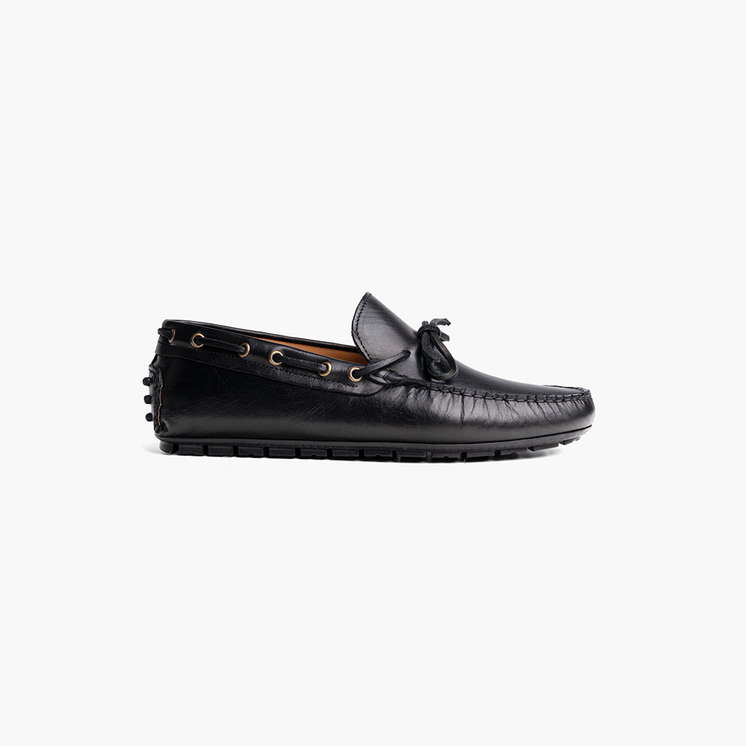 Black Leather Capri Moccasin