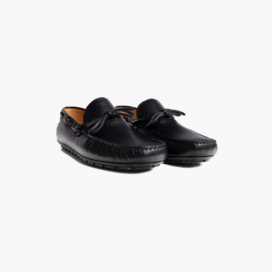 Black Leather Capri Moccasin