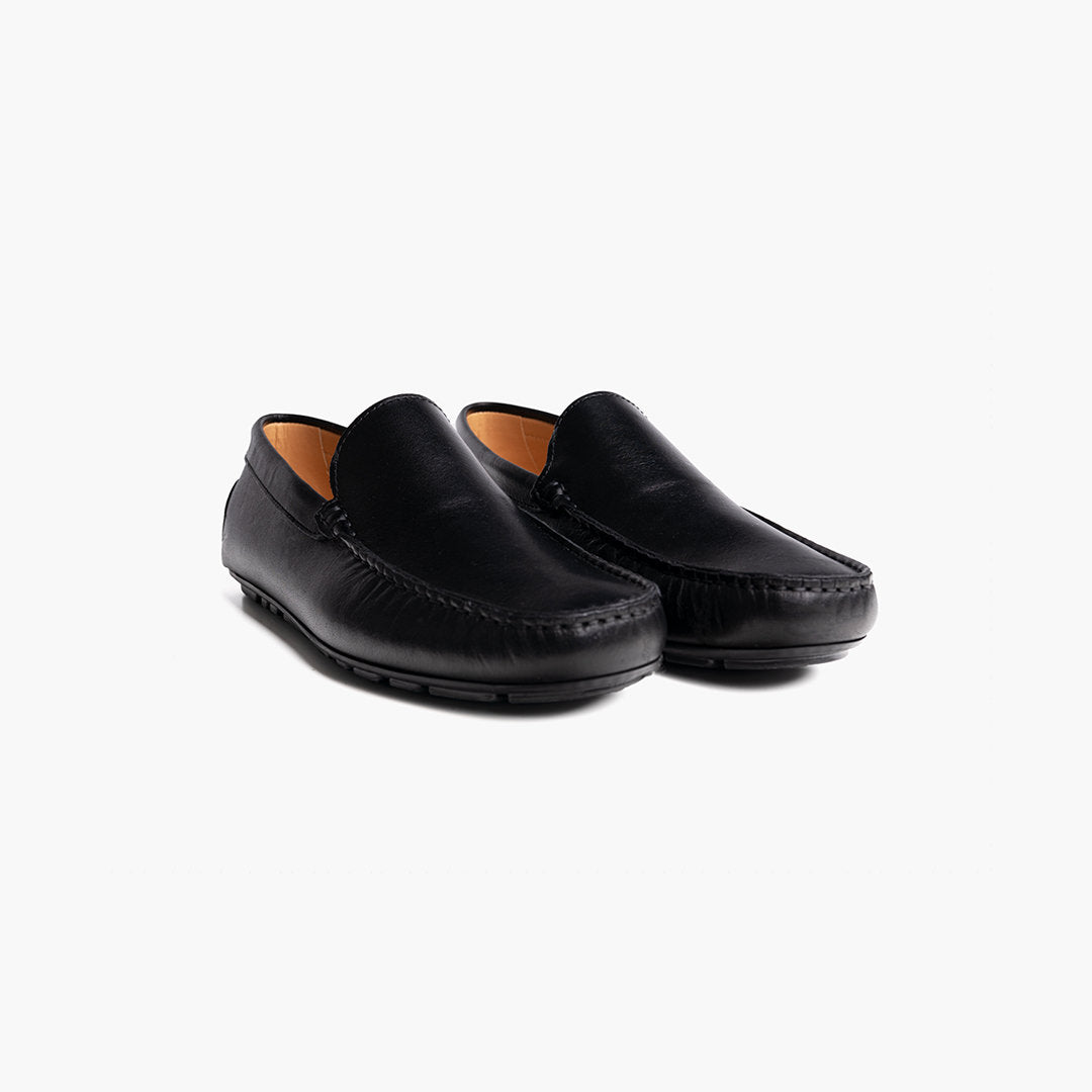 Black Leather Capri Moccasin