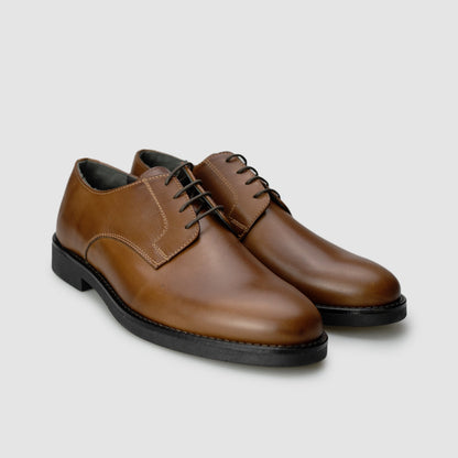 Calfskin Derby Leather Rubber Bottom