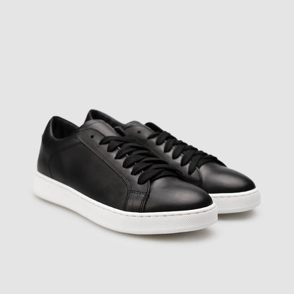 3000 Black Genuine Leather Sneakers