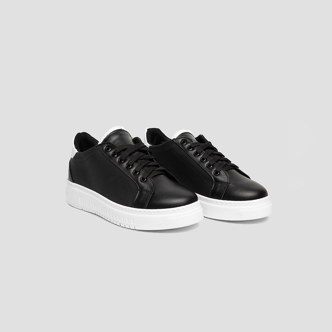 Black Rubberized Leather Army Sneakers