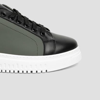 Army Sneakers Black Leather Rubberized Green