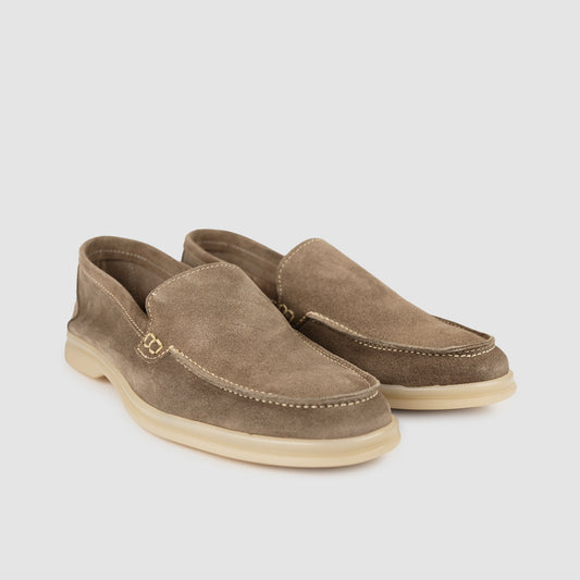 Mocassini  Slipper Uomo Camoscio Tortora
