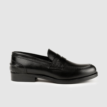 Black Calfskin Moccasin Leather Bottom