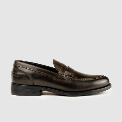 Dark Brown Calfskin Moccasin Leather Bottom