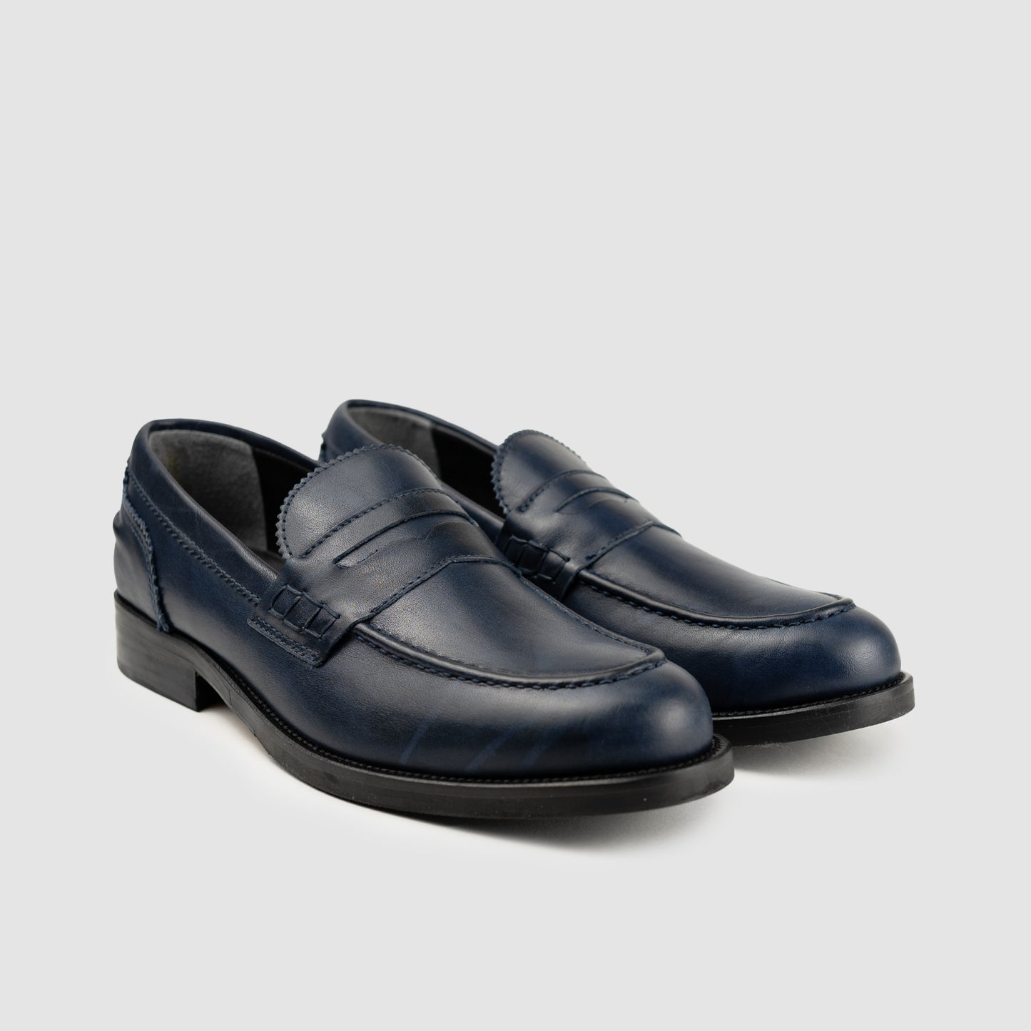 Blue Calfskin Moccasin Leather Bottom