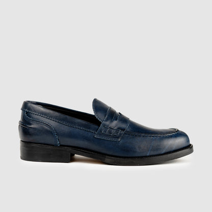 Blue Calfskin Moccasin Leather Bottom