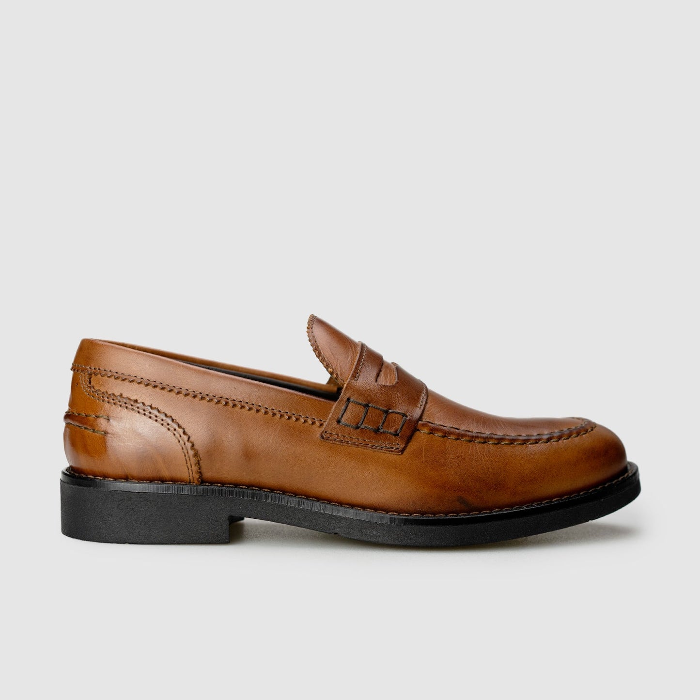 Crust Leather Moccasin with Rubber Bottom