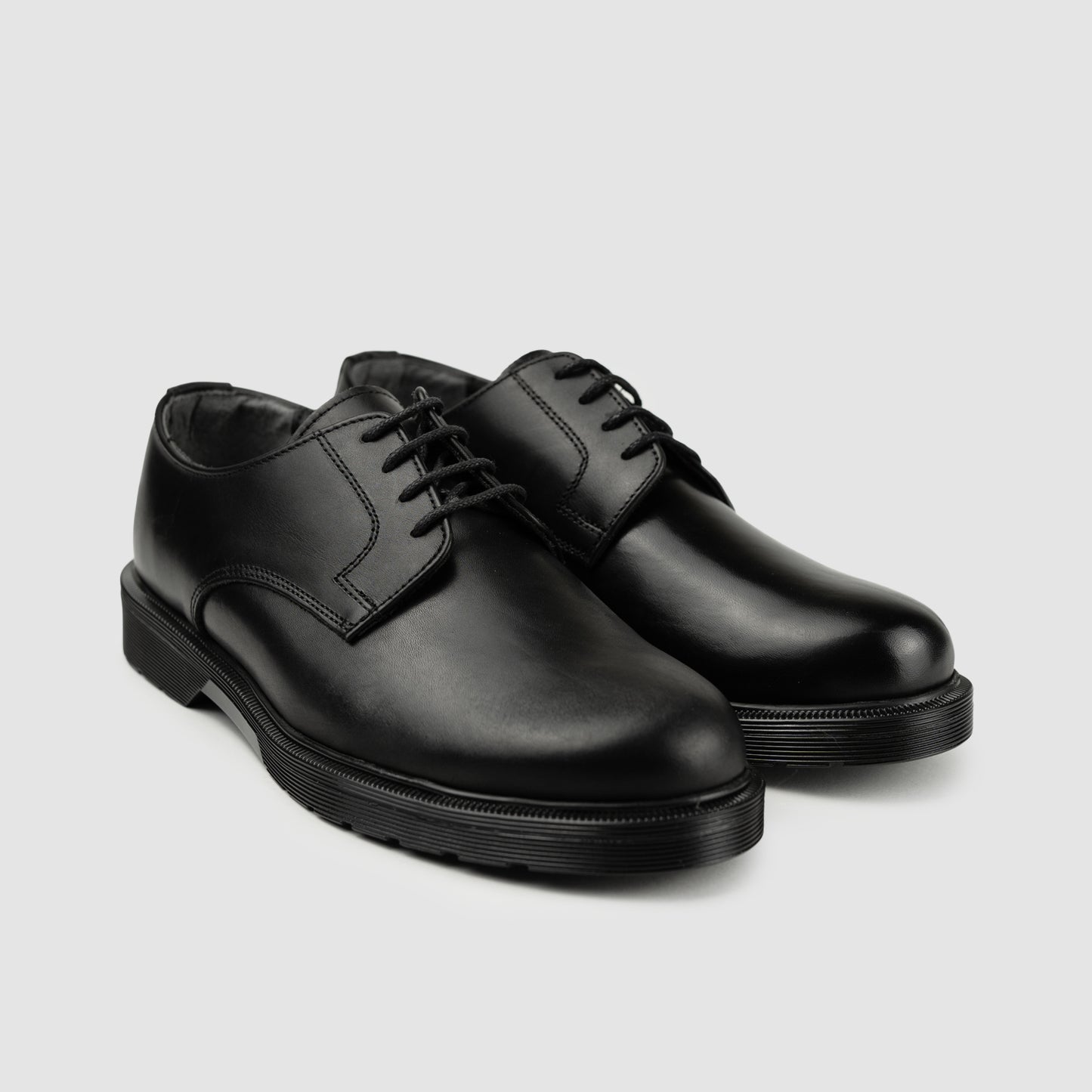 Derby 014 MRT Black Calf Leather Rubber Bottom