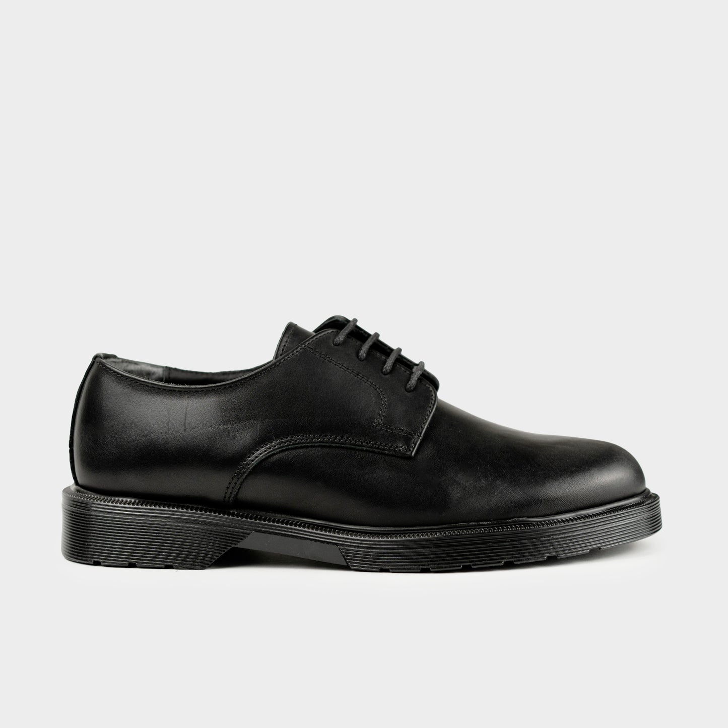 Derby 014 MRT Black Calf Leather Rubber Bottom