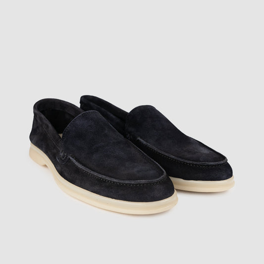 Mocassini Slipper Uomo Camoscio Blu