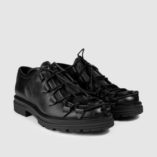 Ingegnere Duca Stringato Uomo Pelle Bottolata Nero