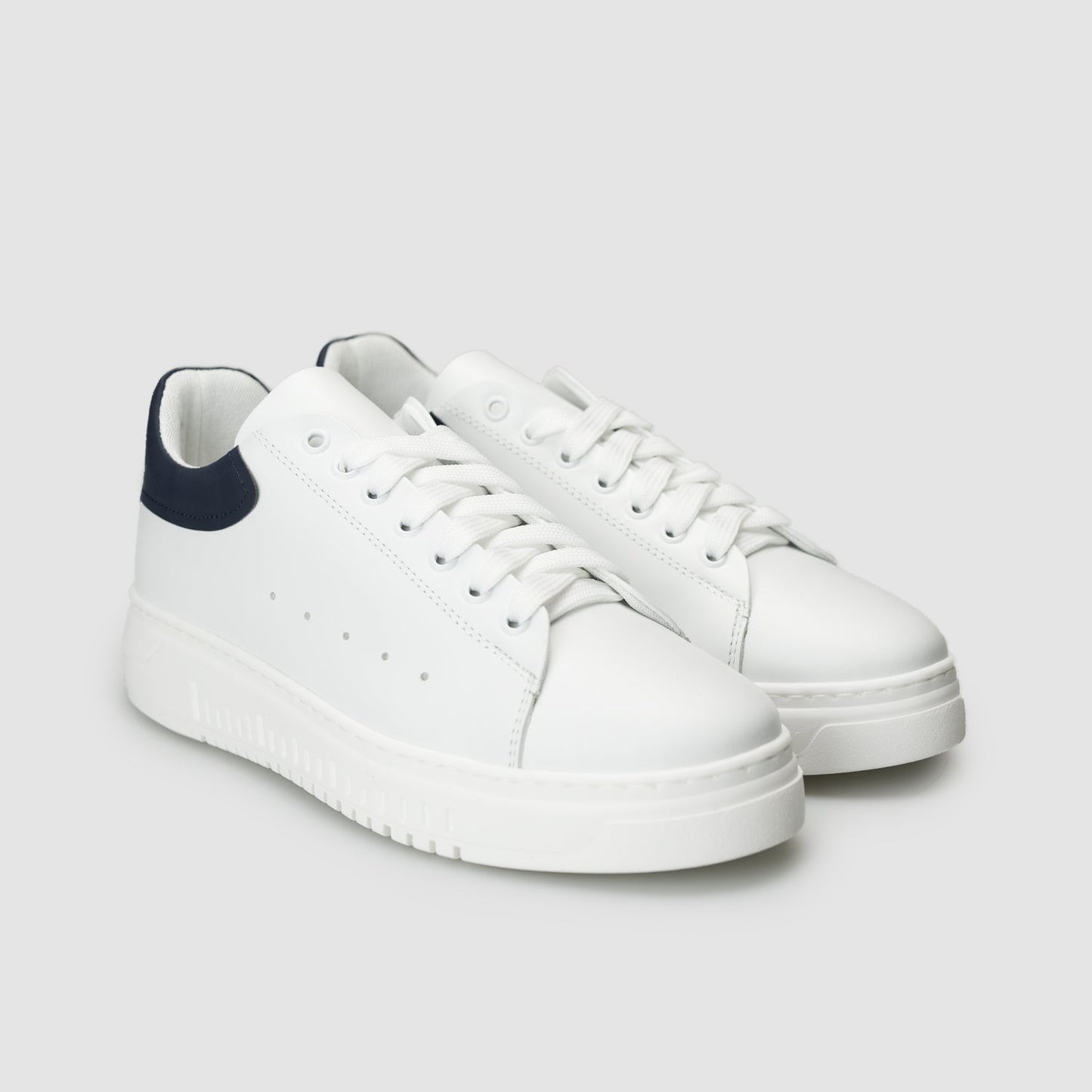 Sneakers Ibiza Pelle Bianca Dettaglio Blu