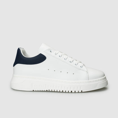 Sneakers Ibiza Pelle Bianca Dettaglio Blu