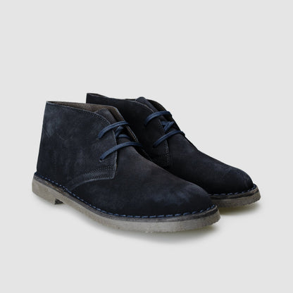 Blue suede ankle boot