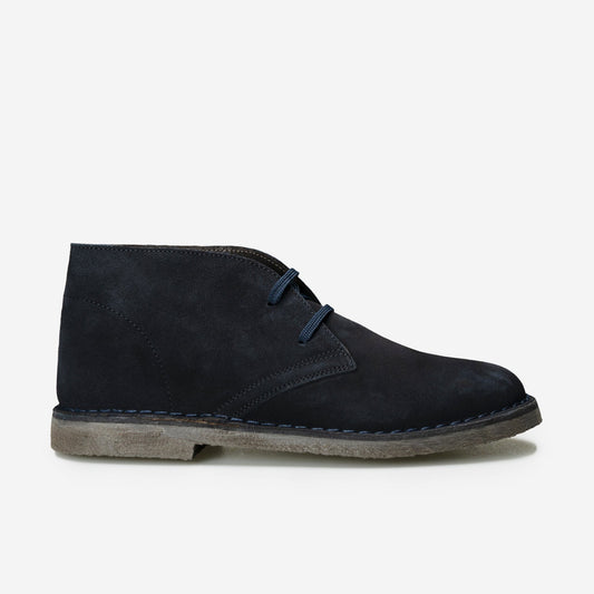 Blue suede ankle boot