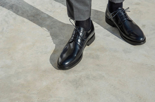 Derby Stringato Uomo Pelle Abrasivato Blu