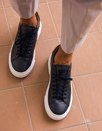 Falco Blue Leather Sneakers