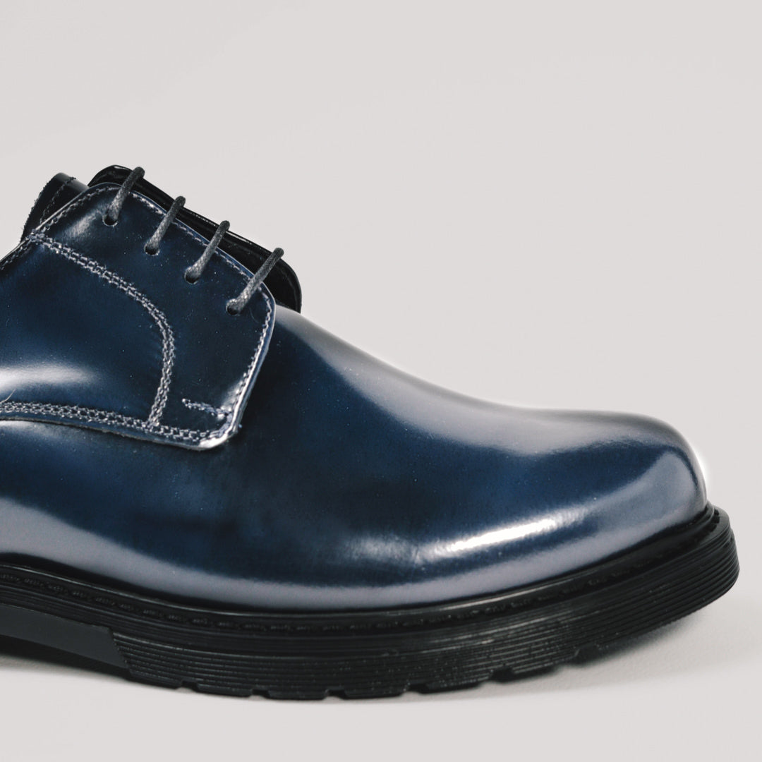 Derby 014 MRT Blue abrasive leather Rubber sole