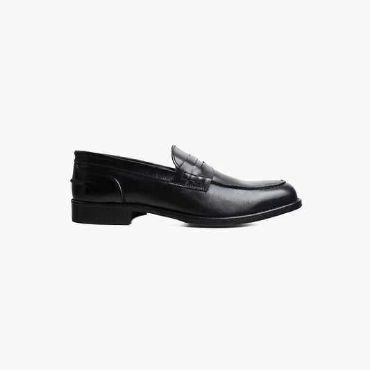 Black Calfskin Moccasin Leather Bottom