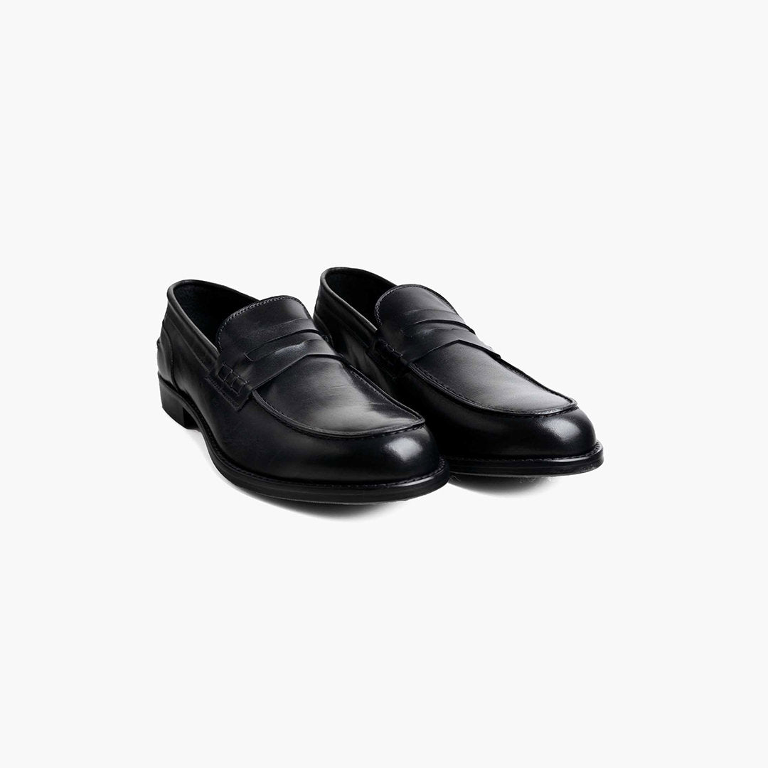 Black Calfskin Moccasin Leather Bottom