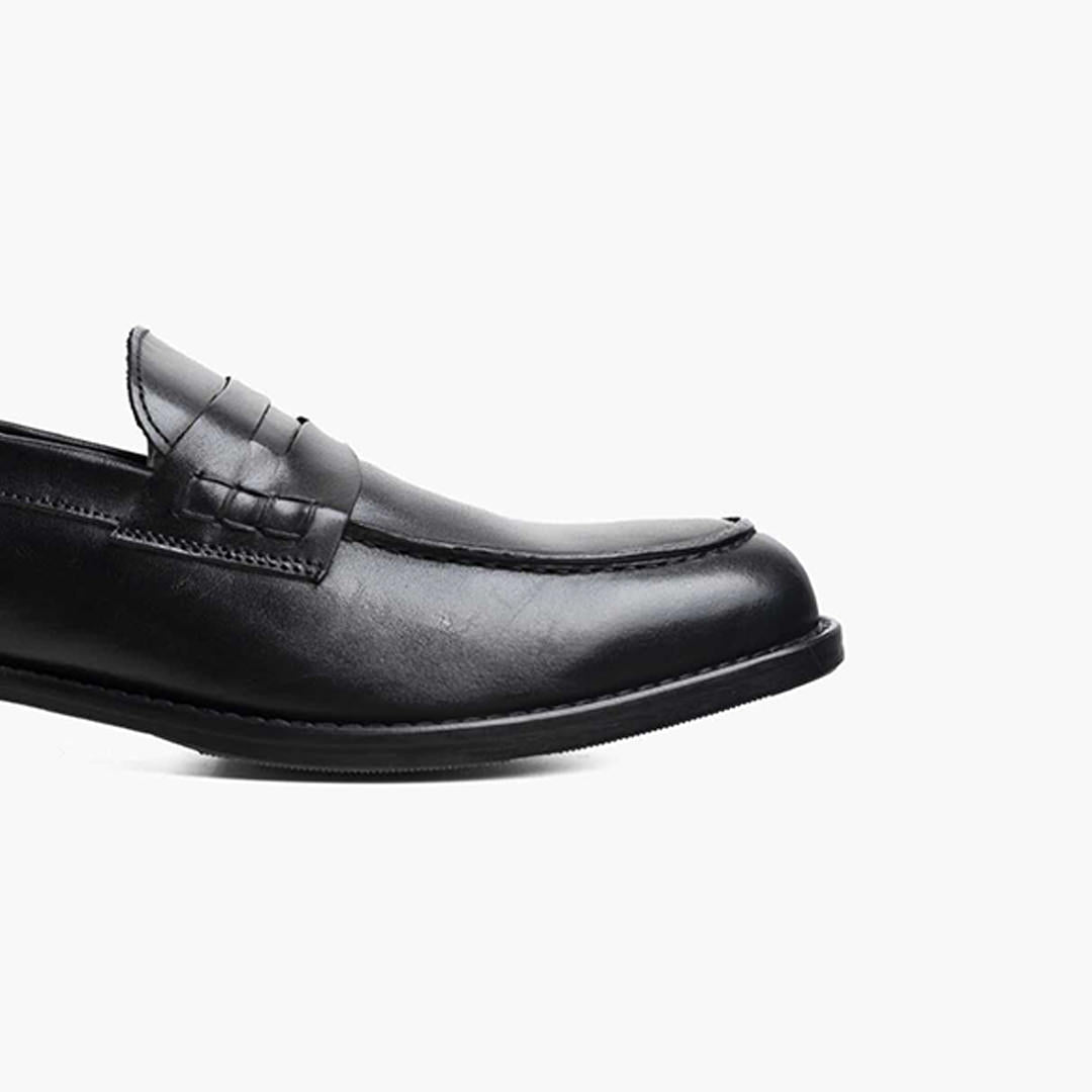 Black Calfskin Moccasin Leather Bottom