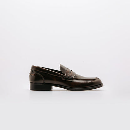 Abraded Leather Moccasin Dark Brown Leather Bottom