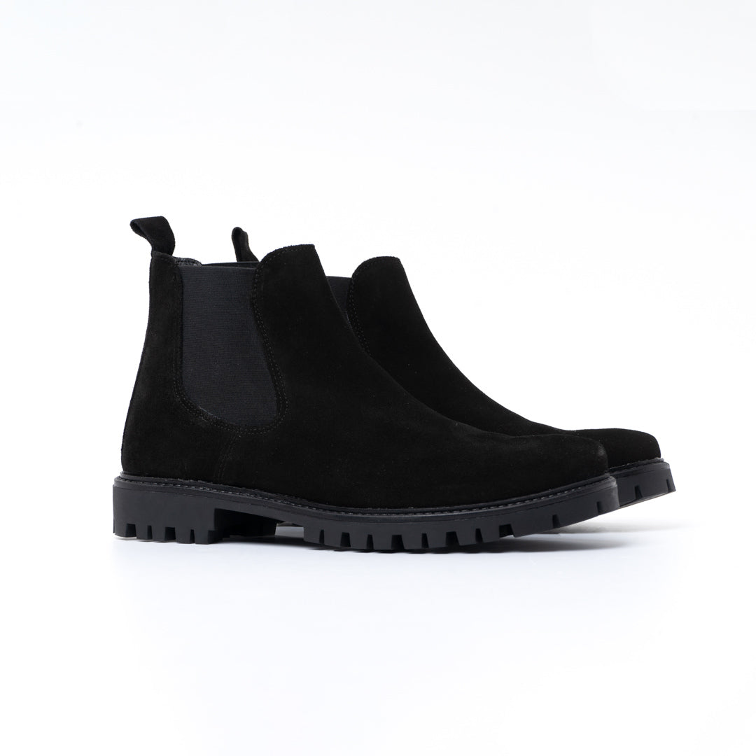 Black Suede Rock Bottom Ankle Boot